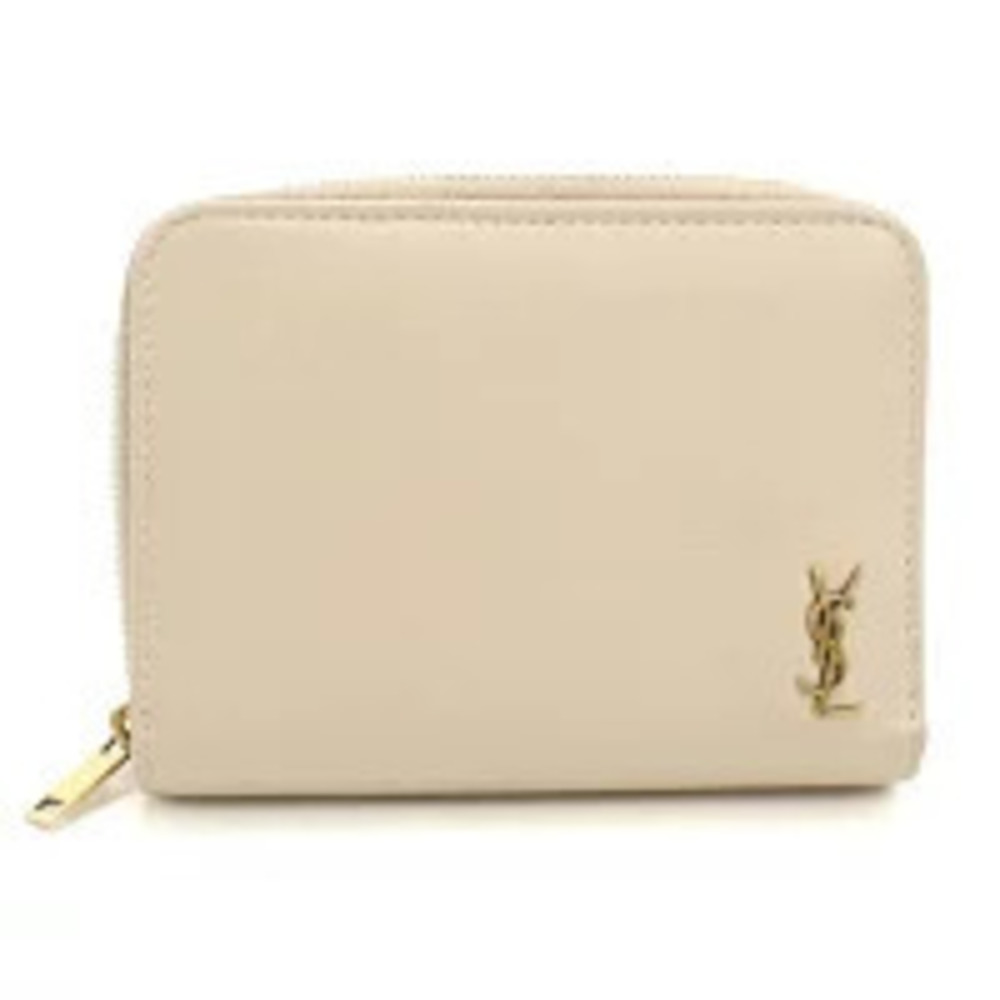 Saint Laurent Bi fold Wallet Compact Beige Cream